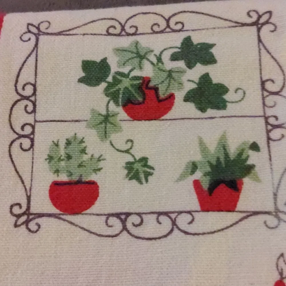 60s vintage red  tea towel‎